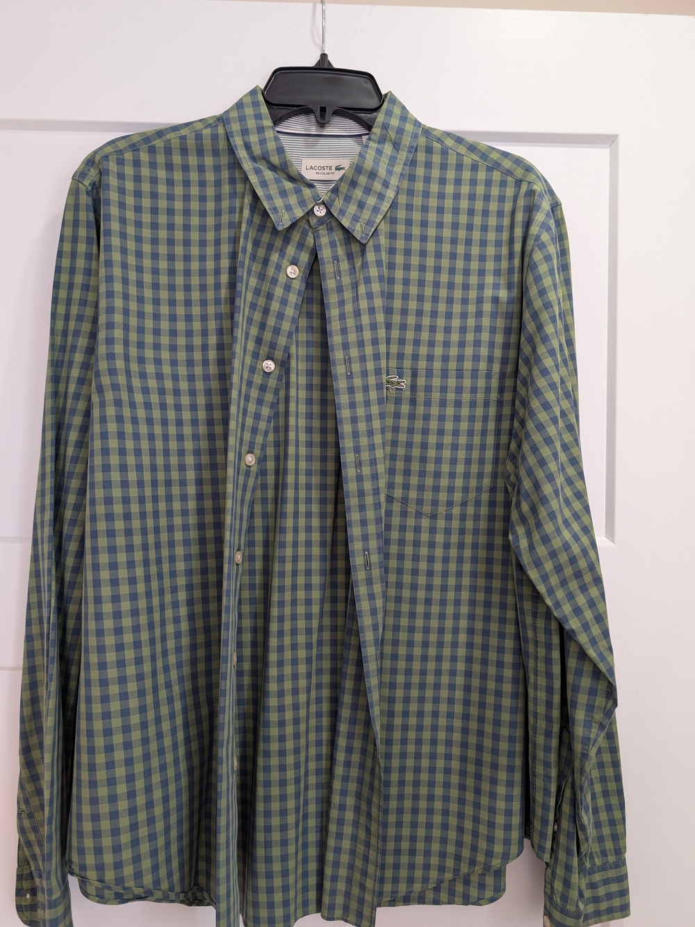 Lacoste Green and Blue Checked Cotton Button-Up Shirt